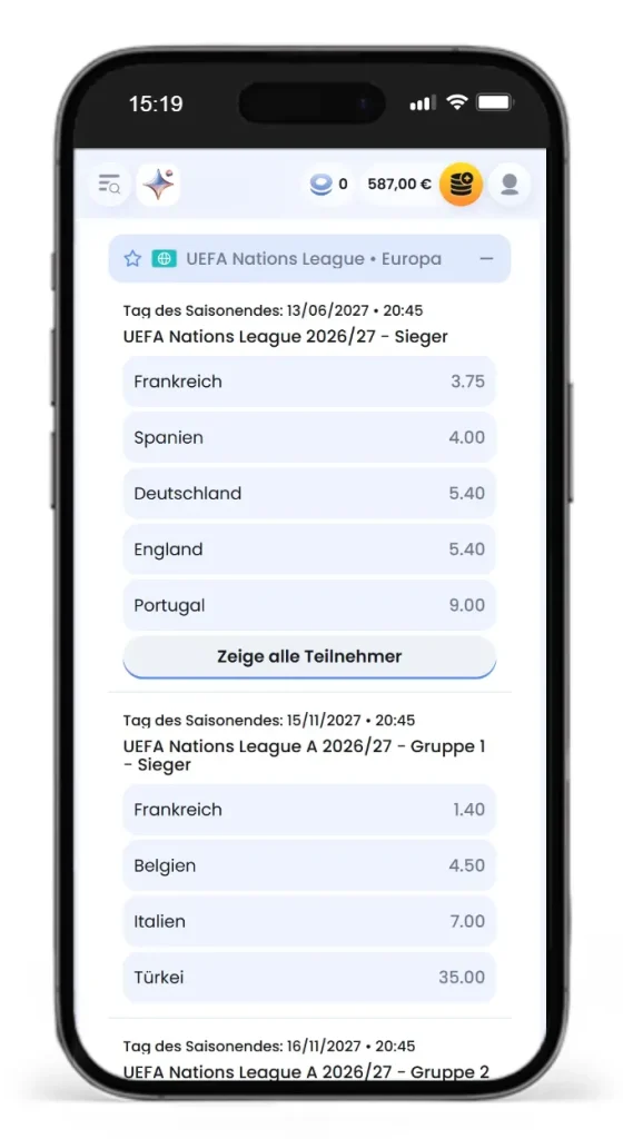 CasinoLab Wettauswahl und Quoten fuer Nations League Wetten