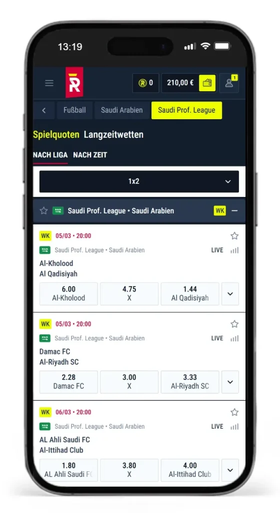 Wetten auf die Saudi Pro League bei Rabona