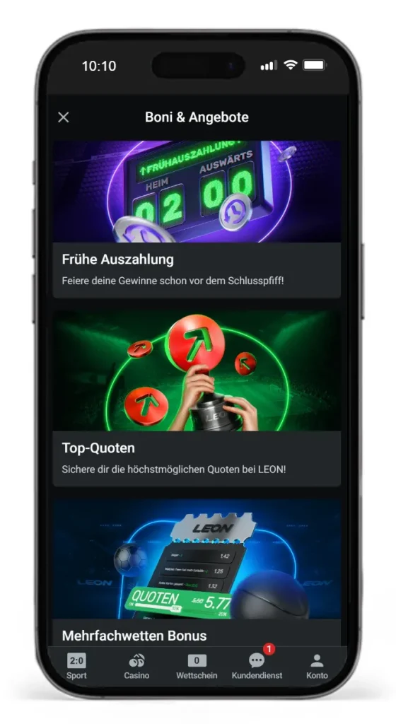 Sportwetten Bonus ohne Einzahlung vom Wettanbieter Leonbet