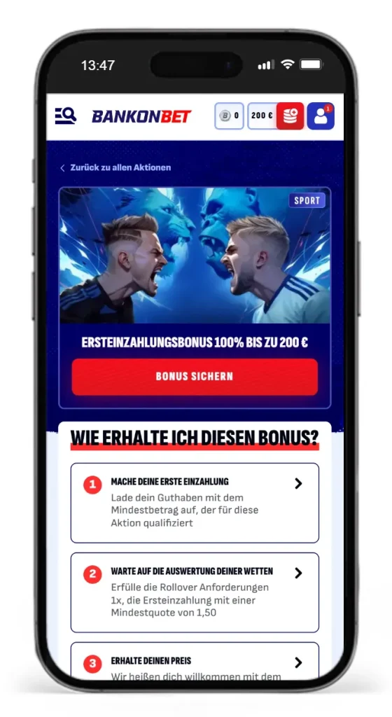 Willkommensbonus fuer Sportwetten ohne OASIS von Bankonbet