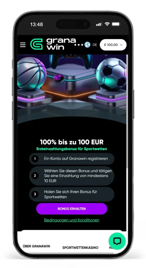 Ersteinzahlungsbonus von GranaWin fuer Sportwetten ohne OASIS