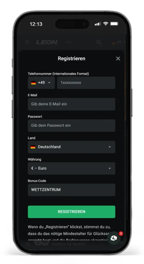 Registrierung bei Leonbet nach bet365 Kontoloeschung
