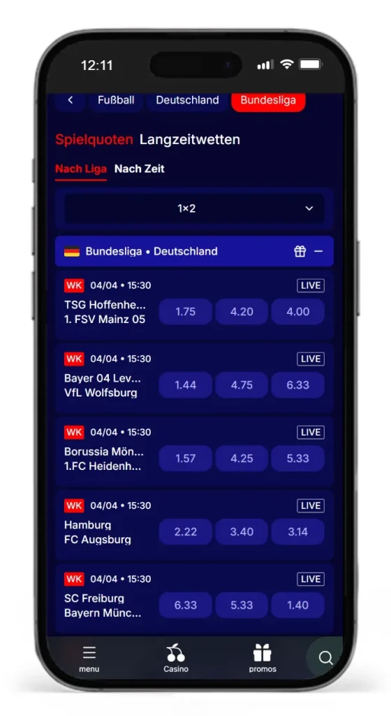 Fussball Bundesliga Wettquoten bei Gladiatorsbet