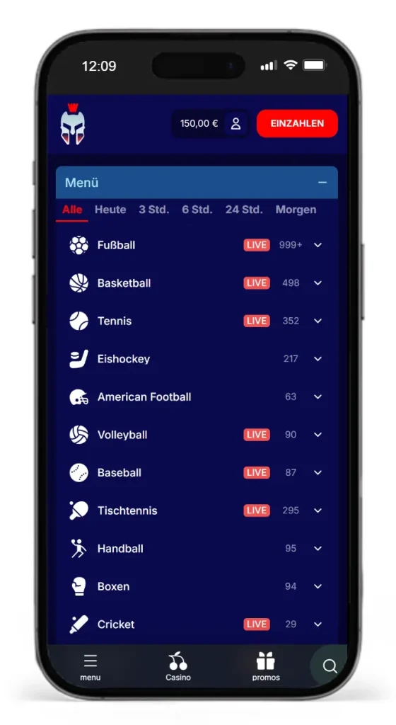 Auswahl an Sportarten für Online Sportwetten bei Gladiatorsbet