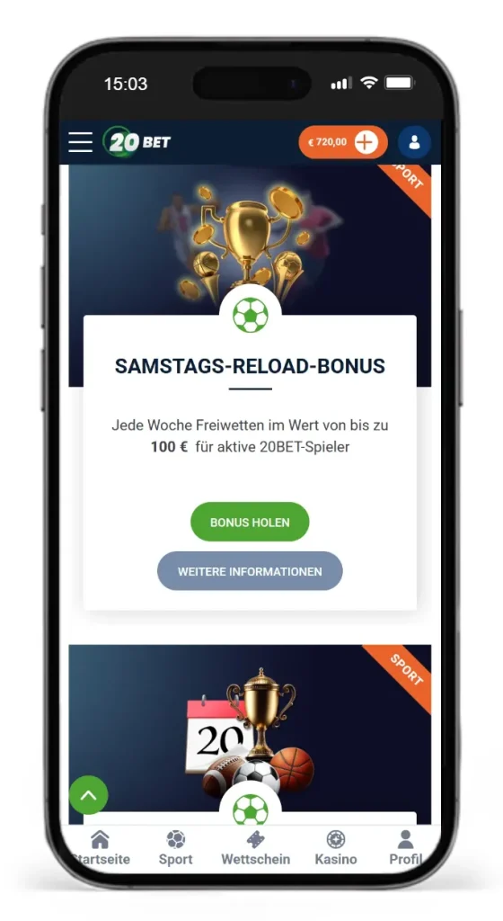 Bonusangebote fuer Wetten ohne Risiko bei 20Bet