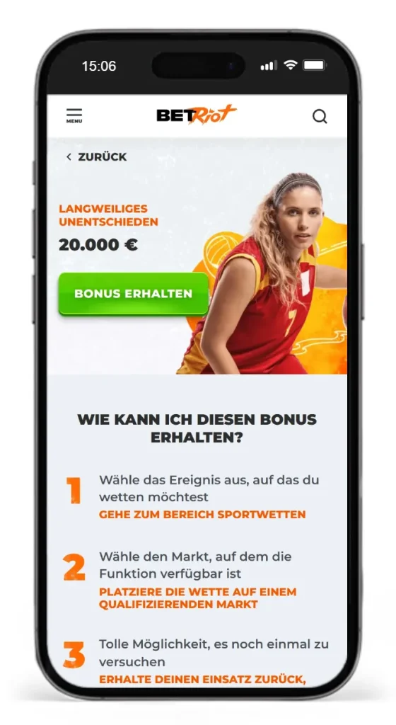 Bonus fuer risikofreie Wetten von Betriot