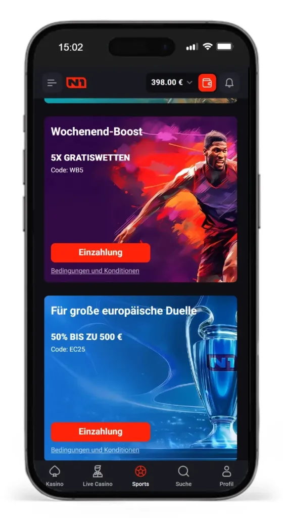 Gratiswetten fuer Wetten ohne Risiko von N1Bet