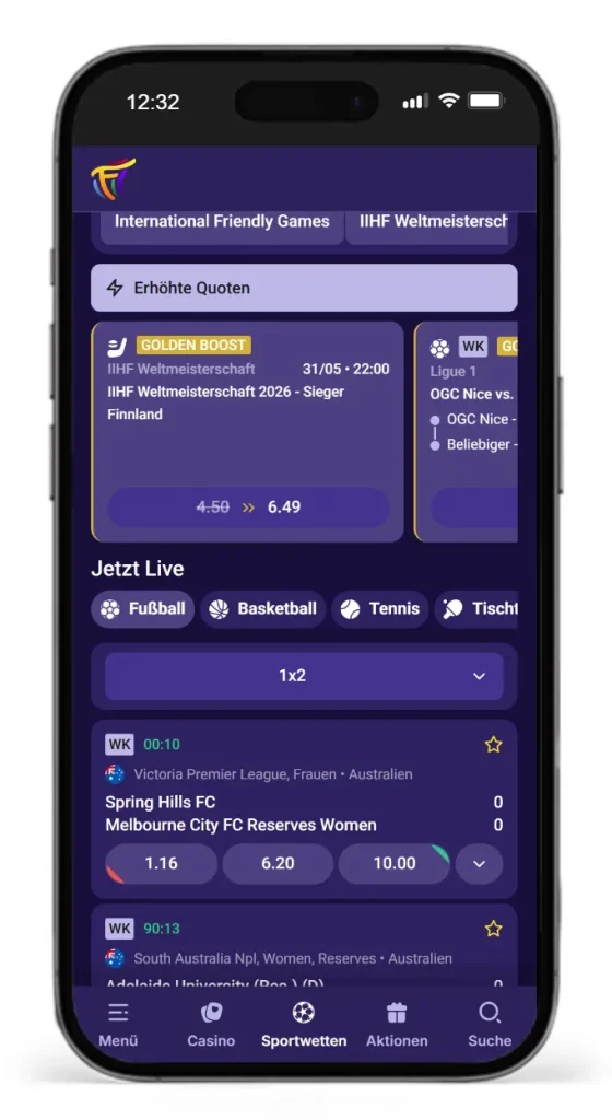 Mobile Sportwetten bei Fiestaslots
