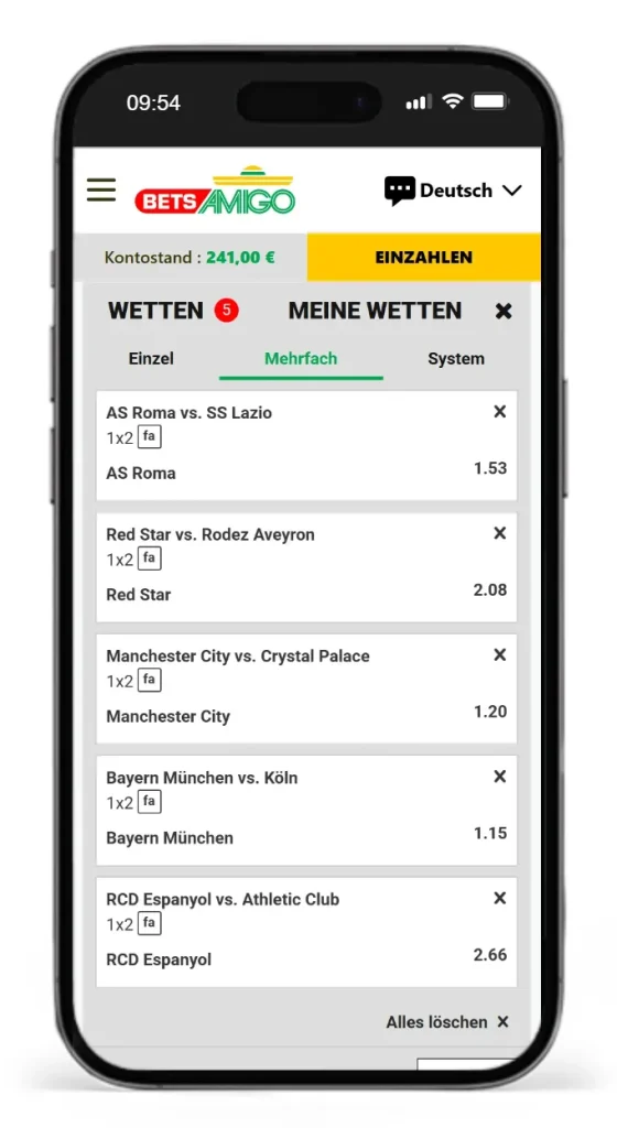 Fussball-Kombiwette bei Betsamigo