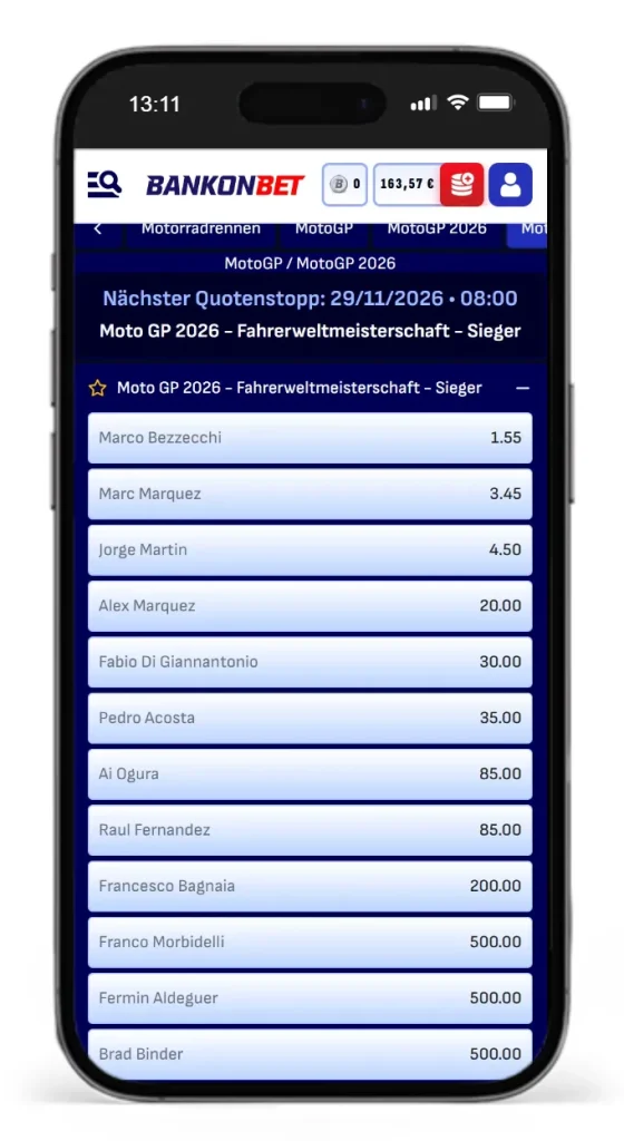 MotoGP Wettquoten von Bankonbet