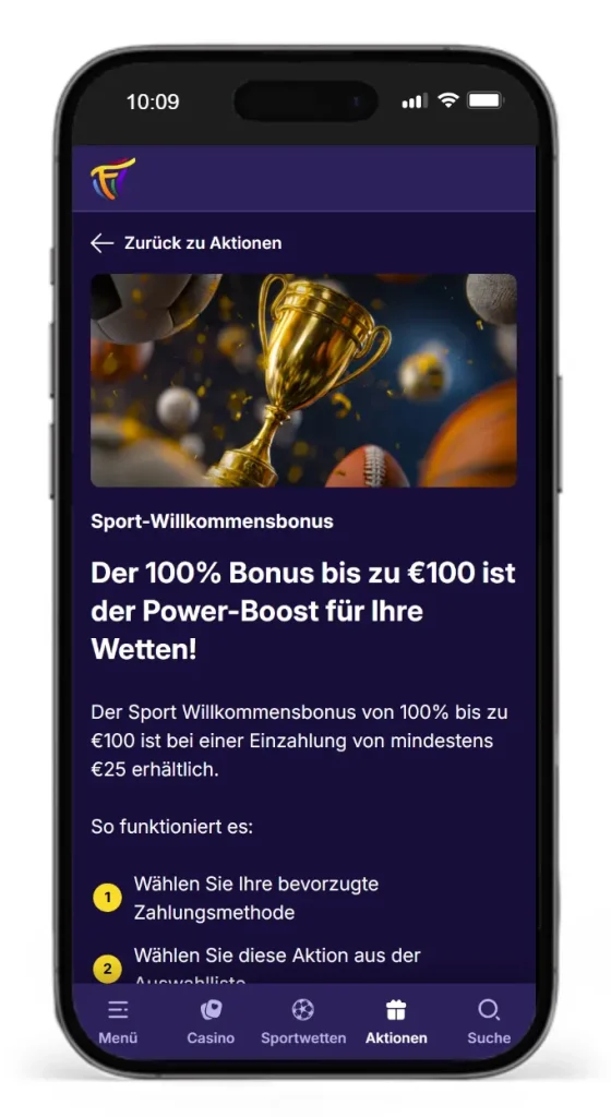 Willkommensbonus von Fiestaslots fuer Sportwetten