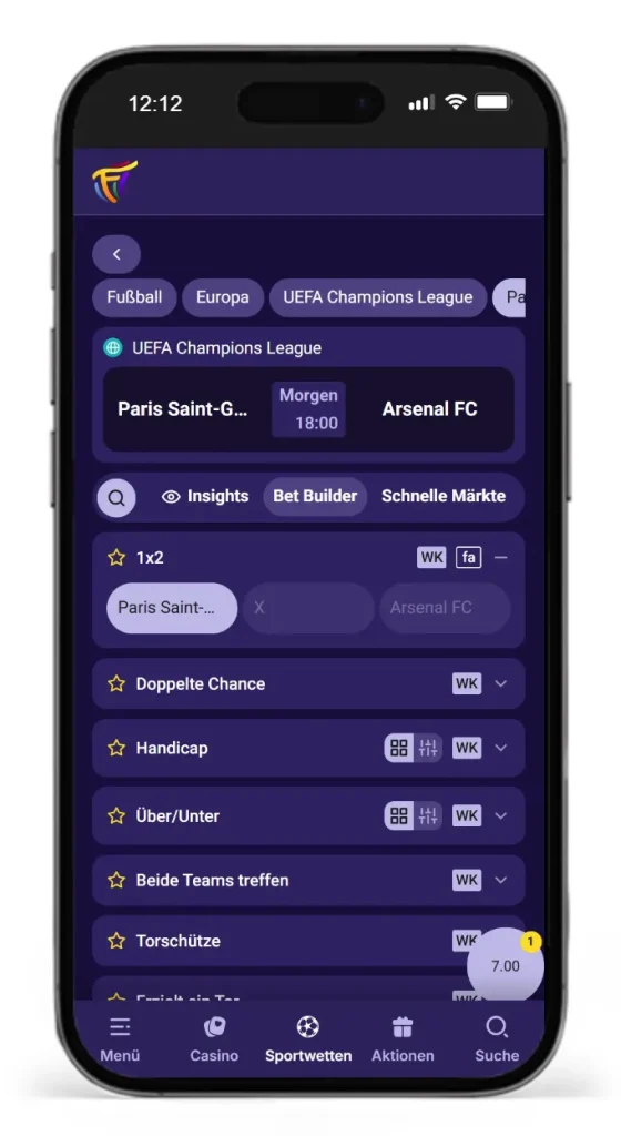 Sportwetten mit Bet Builder bei Fiestaslots