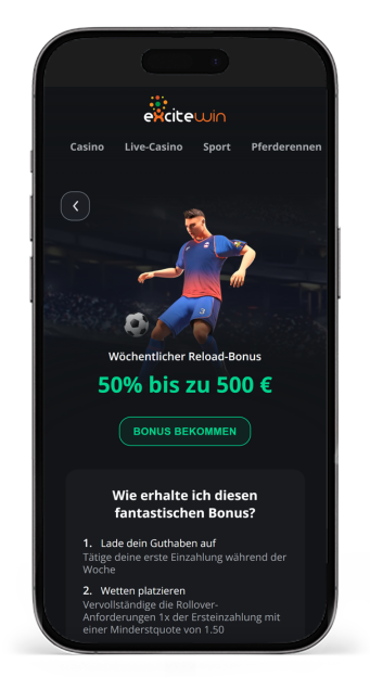 Woechentlicher Reload Bonus fuer Sportwetten bei ExciteWin