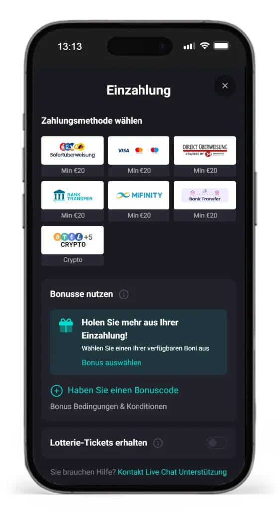 Einzahlungsmethoden beim Sportwettenanbieter N1Bet