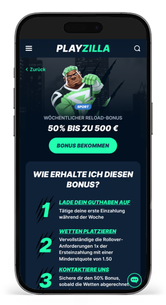 Reload Bonus fuer Sportwetten von PlayZilla