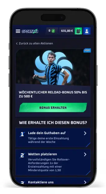 Woechentlicher Reload Bonus von Sportaza