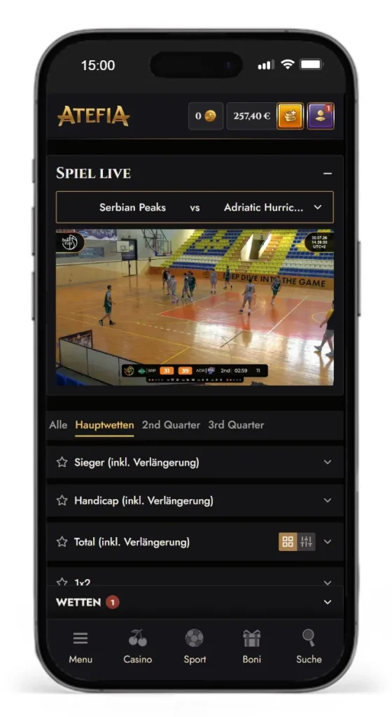 Atefia Livewetten mit Livestreams