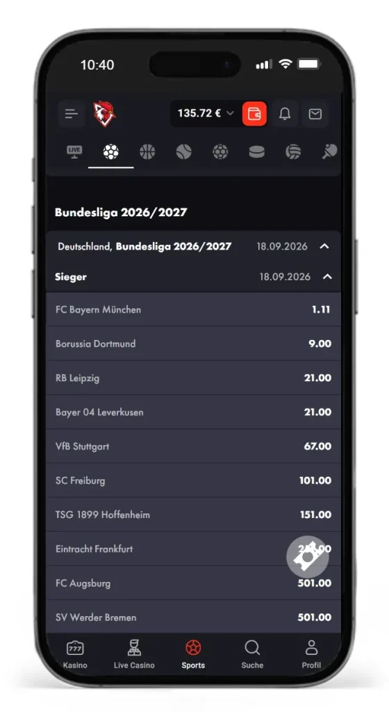 RoosterBet Quoten Deutsche Meisterschaft