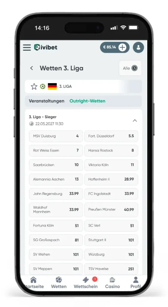 3. Liga Meister Wette bei Ivibet