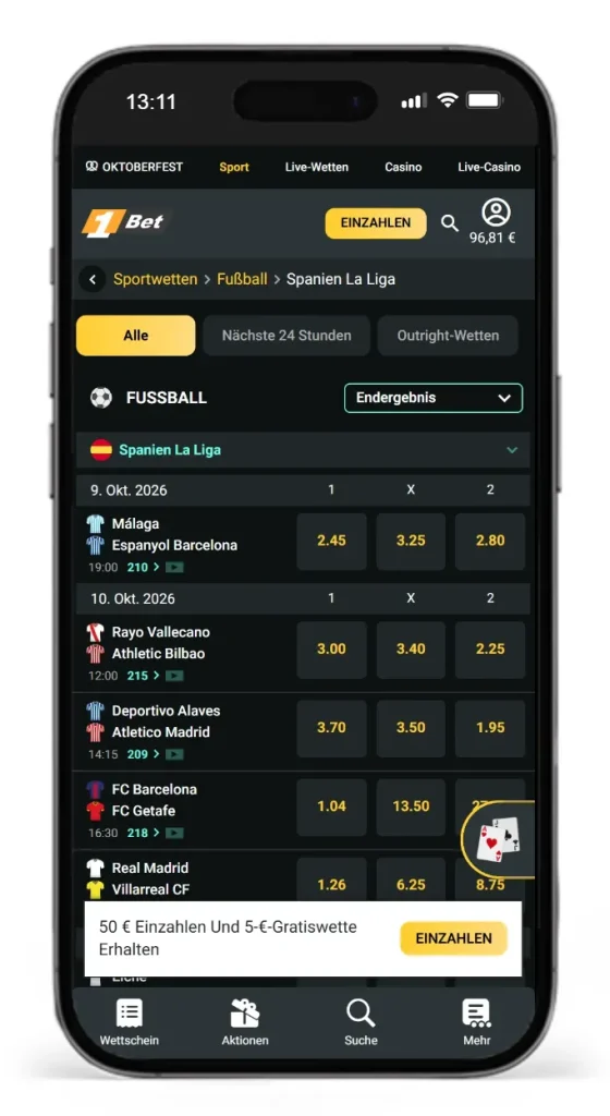La Liga Wetten 2026/2027 bei 1Bet