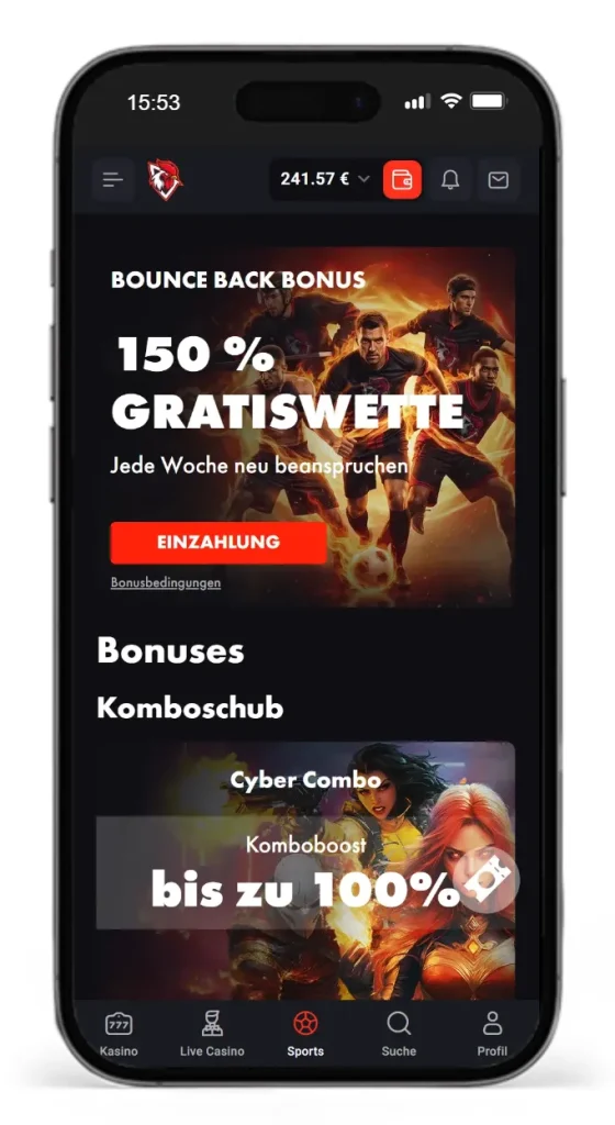 Bonus fuer risikofreie Wetten von RoosterBet