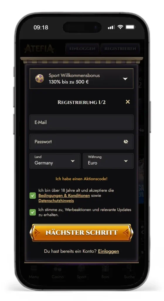 Exklusiver Atefia Sport Willkommensbonus von Wettzentrum