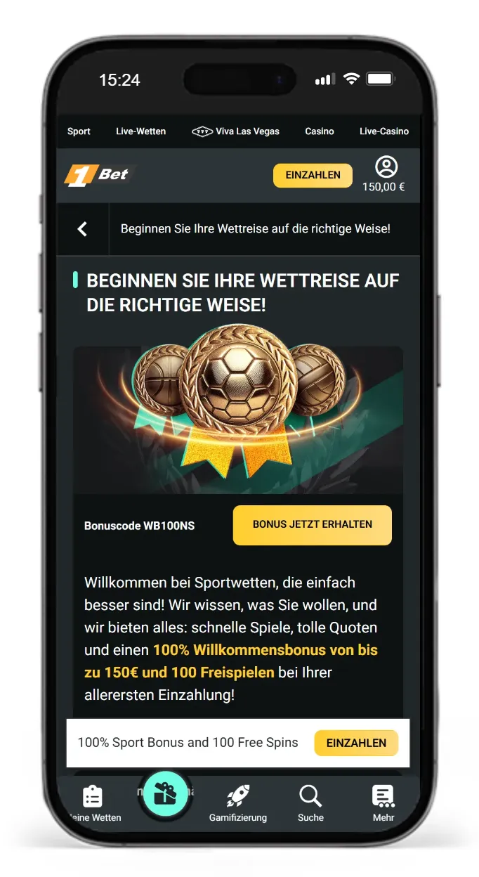 Willkommensbonus fuer Online Sportwetten bei 1Bet
