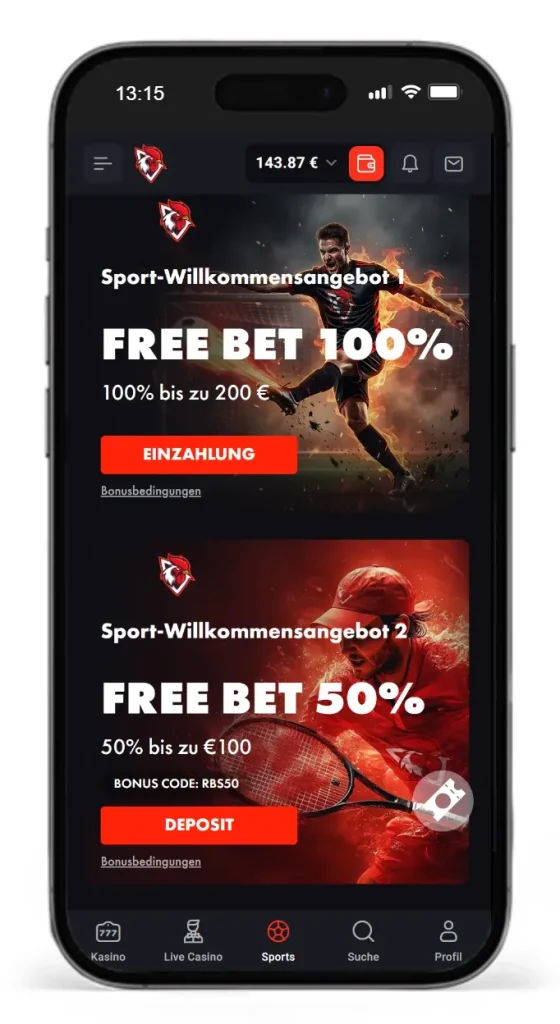 Willkommensbonus fuer Sportwetten ohne Steuer von RoosterBet