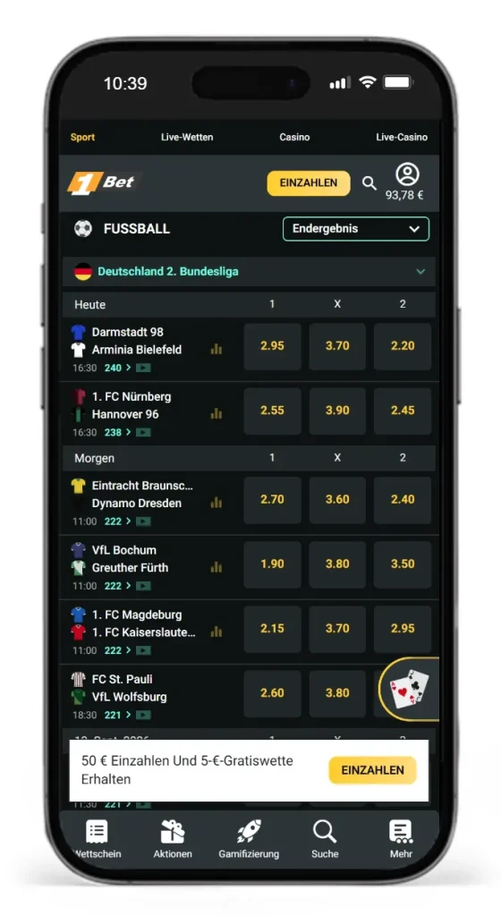 2. Liga Wetten bei 1Bet